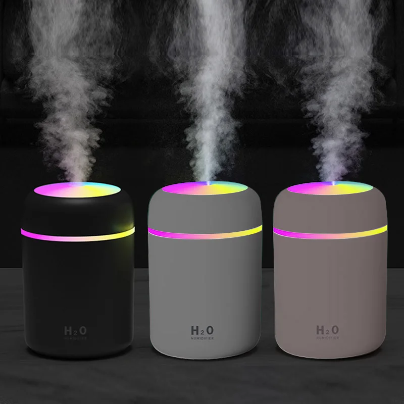 USB Cold Mist Spray Humidifier Portable 300 ml electric air humidifier Aromatic oil diffuser with colored night light for family