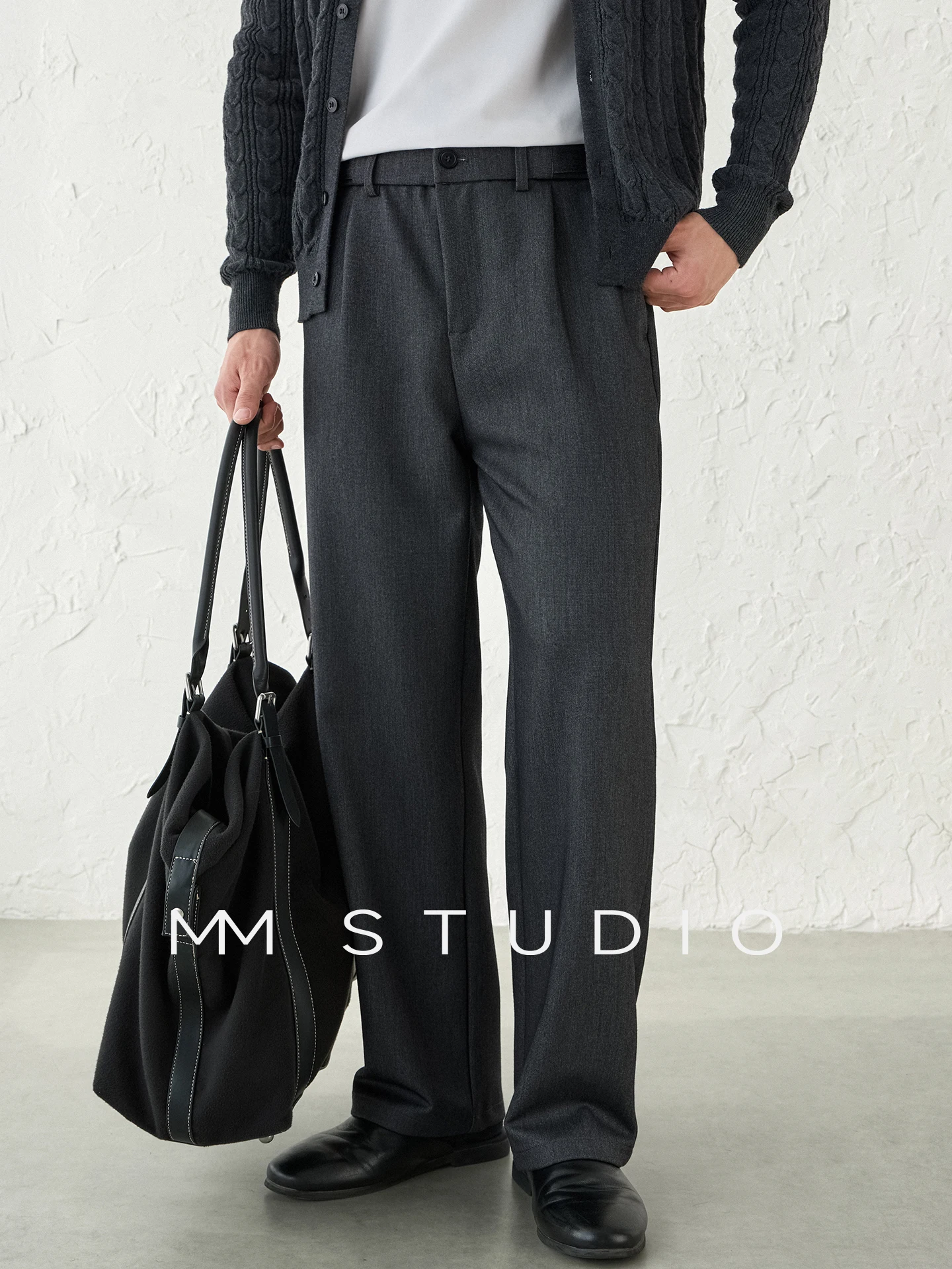 Modal Wool Men's Casual Pants 2026 Autumn Winter New Style Elastic Comfortable Straight Leg Pants Fine Texture Clean Fit
