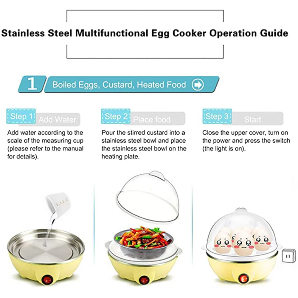 7 Eggs Boiler Steamer Multi Function Rapid Electric Egg Cooker Auto-Off Generic Omelette Cooking Tools Kitchen Utensil Breakfast