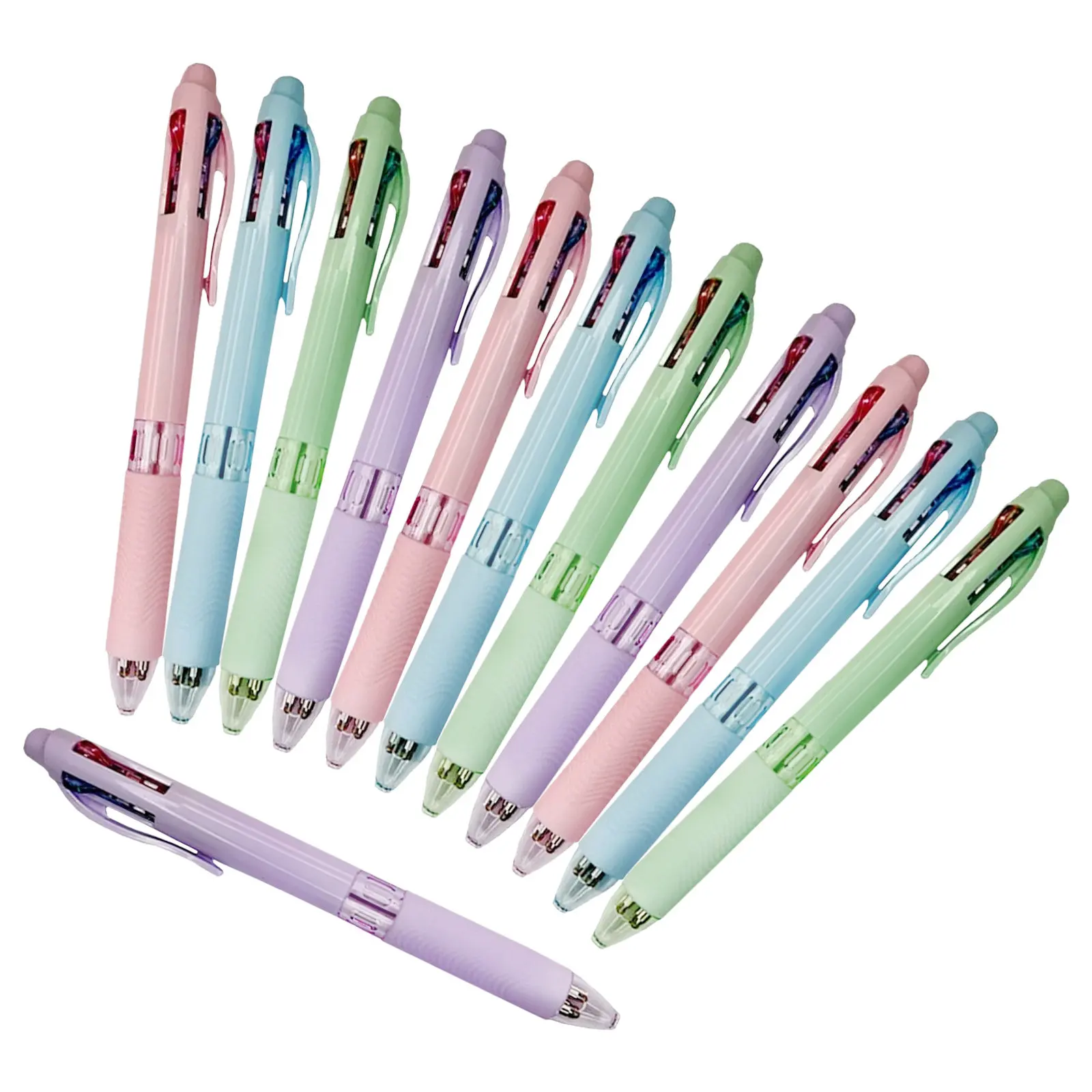 

Набор из 12 выдвижных многоцветных шариковых ручек 4-в-1 с разноцветными чернилами для плавного письма, для ведения дневников и заметок