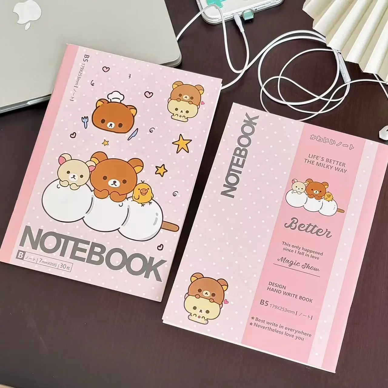 Kawaii Rilakkuma Bear Lined Notebook Cute Aesthetic Diary Planner Student School Writing Stationery Gift For Girls view 2