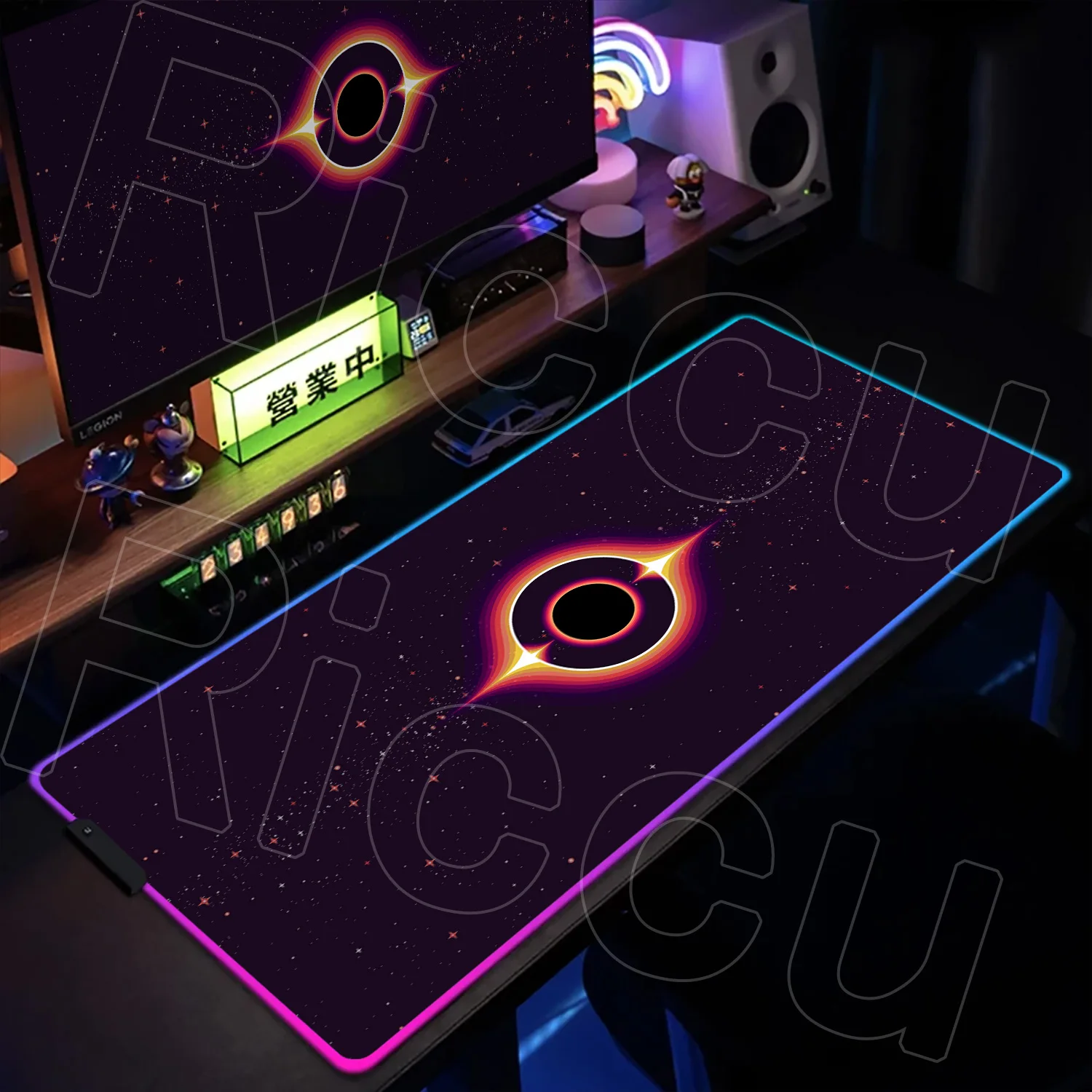 

RGB Cosmic Black Hole HD printing Rug Mouse Pad Large Computer Office LED Desk Mat Laptop Tablet Gaming Keyboard PC Accessories