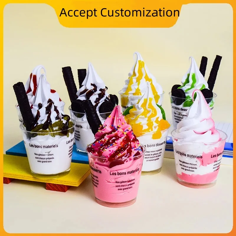 Dessert Shop Sundae Simulation Ice Cream Model Simple Design Photography Decoration Home Furnishings Fake Bran Cups Food