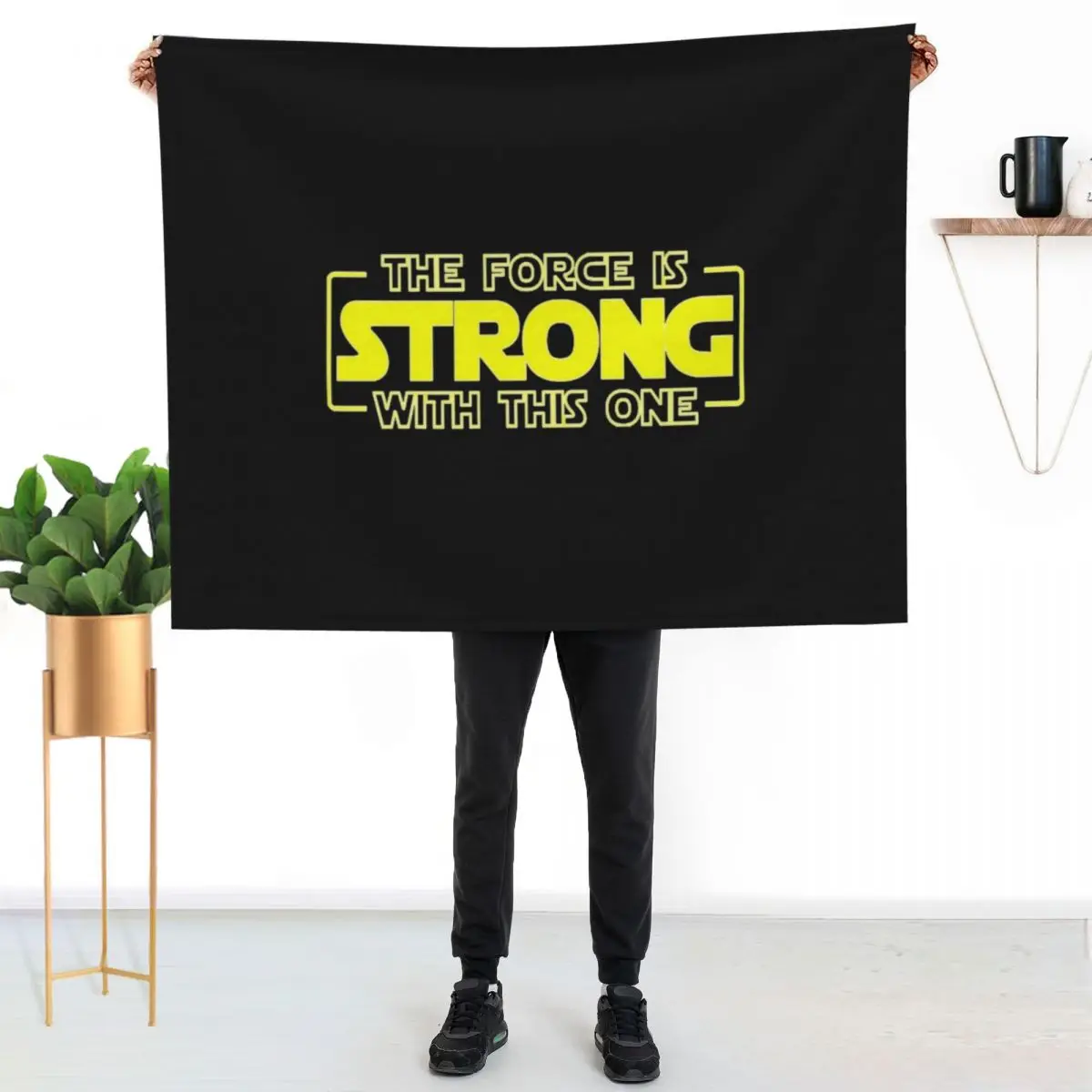 THE FORCE IS STRONG WITH THIS ONE HOODY Throw Blanket Flannels Nap cosplay anime Kid'S Sofa Hairys Blankets