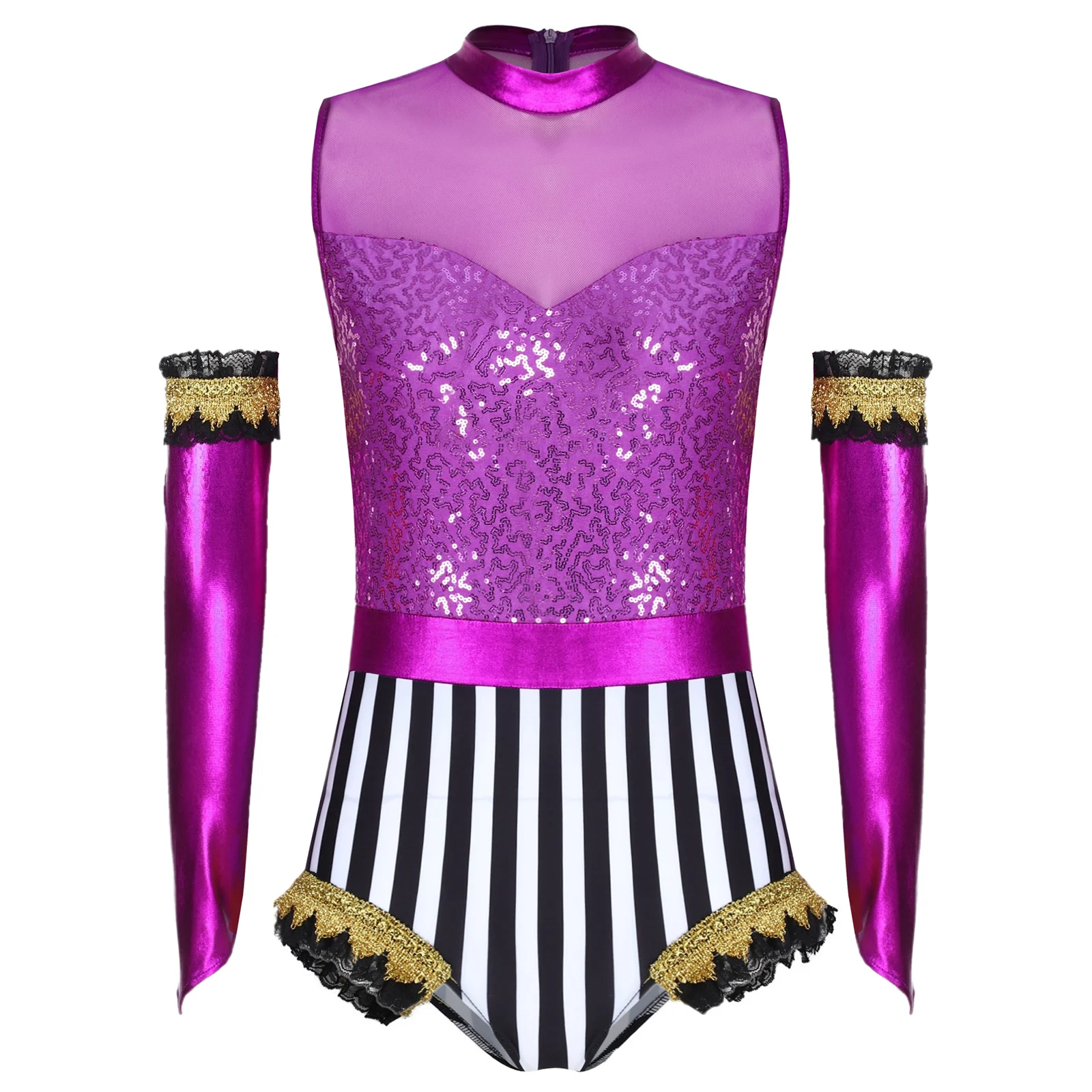 Girls Circus Clown Outfits Cosplay Dance Leotard Drum Majorette Ringmaster Fancy Dress Halloween Carnival Performance Costume view 3