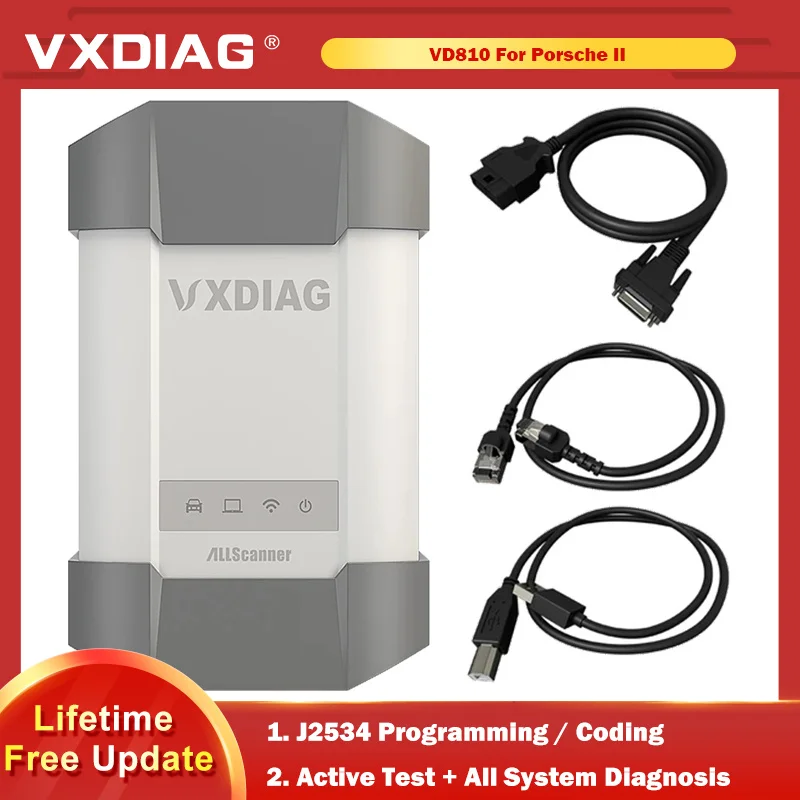 

VXDIAG VDIAG VD810 For Porsche II Allscanner J2534 ECU Coding Programming OBD2 Automotivo All System Diagnostic Tool Free Update