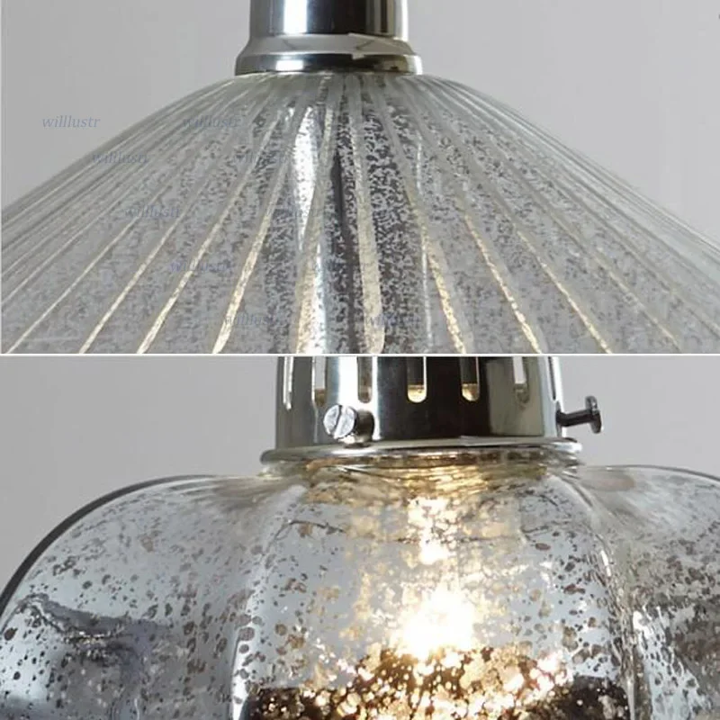 Mercury-like Glass Pendant Lamp Industrial Suspension Light Hotel Cafe Loft Dinning Room Hanging Ceiling Chandelier