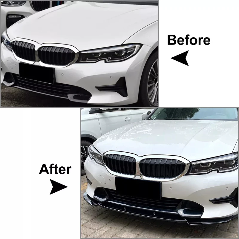 Frontschürze Lip Spoiler Splitter Für BMW 3 Serie G20 G21 320i 325i 2019 ~ 2022 2021 Auto Frontschürze Spoiler lip Unteren Splitter – Detail 1