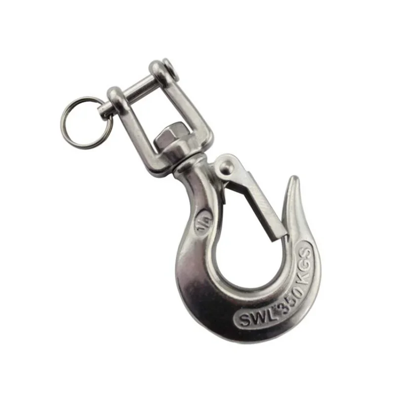 2 Pcs Marine Jaw Type Swivel Crane Hook with Safety Load Limit of 150-1500Kg Marine Boat 304 Stainless Steel