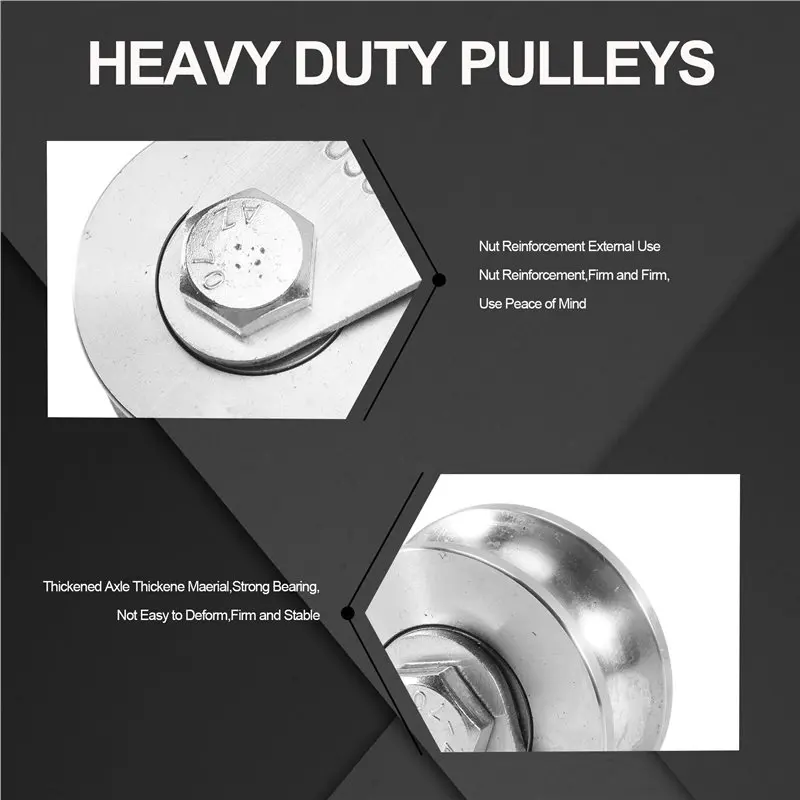 ABJI-2In 304 Stainless Steel Sliding Door Wheels U-Slot Rollers Heavy Duty Pulleys Smooth Rolling Dual Bearing Plate Casters