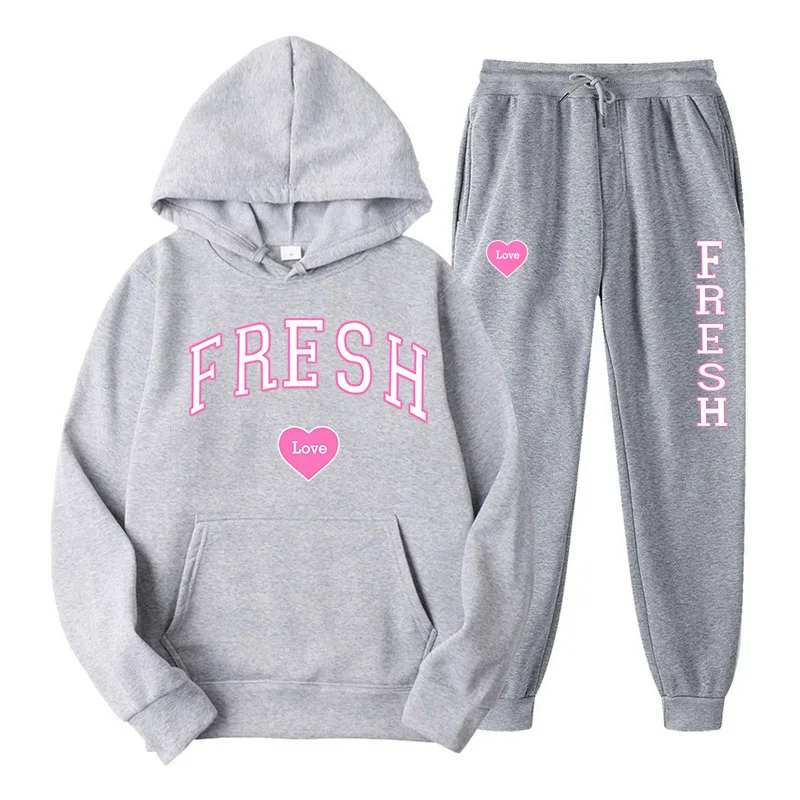 2024 Autumn and winter new LOVE print Love hoodie set casual fashion Y2K couple hoodie jumper two-piece set