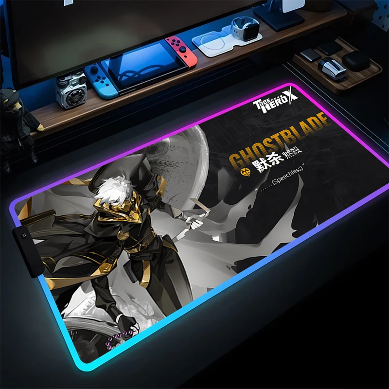 

RGB Mouse Pad Gamer LED Computer Notebook PC To Be Hero X Mousepad Gaming Accessories Keyboard Pad Anime Extended Desk Mouse Mat