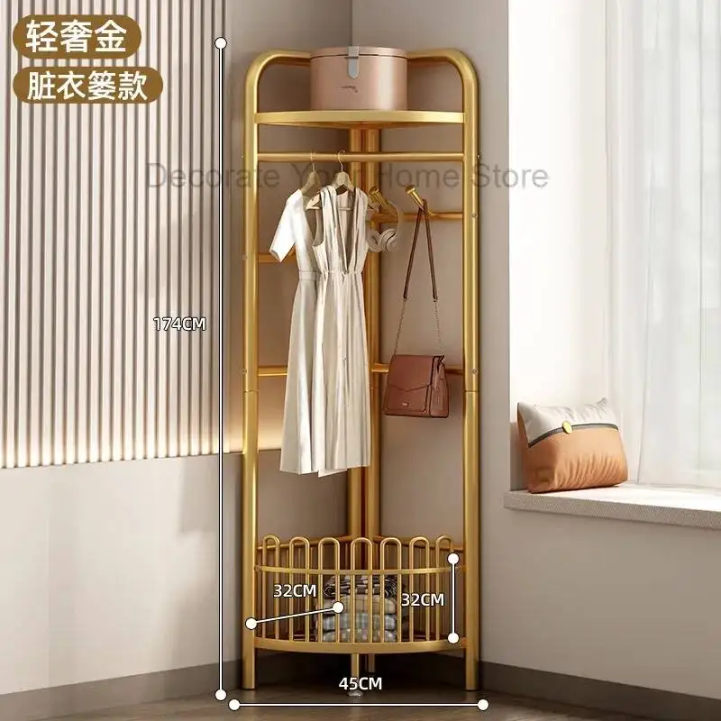 

Угловая вешалка для одежды в стиле Light Luxury, металлическая напольная вешалка для спальни, креативная настенная полка для хранения одежды