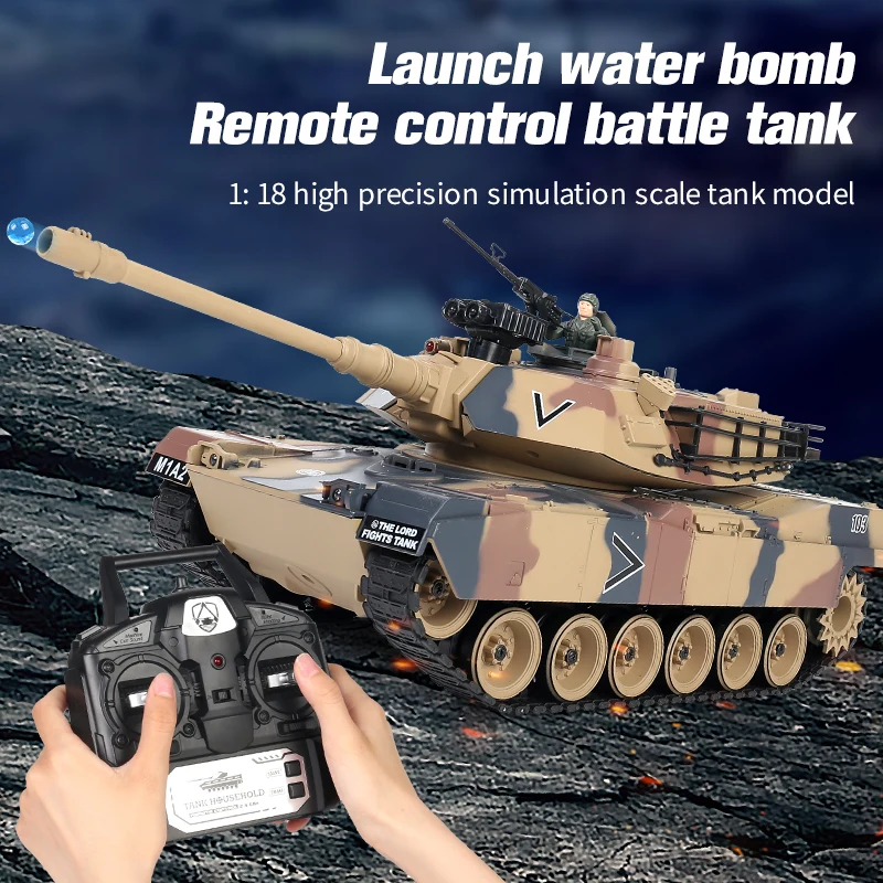 Coolbank 1/18 Skala launch water bomb RC Tank USA M1A2 Armia Czołg z efektami dźwiękowymi, że strzela Model czołgu Zabawka dla chłopca14+