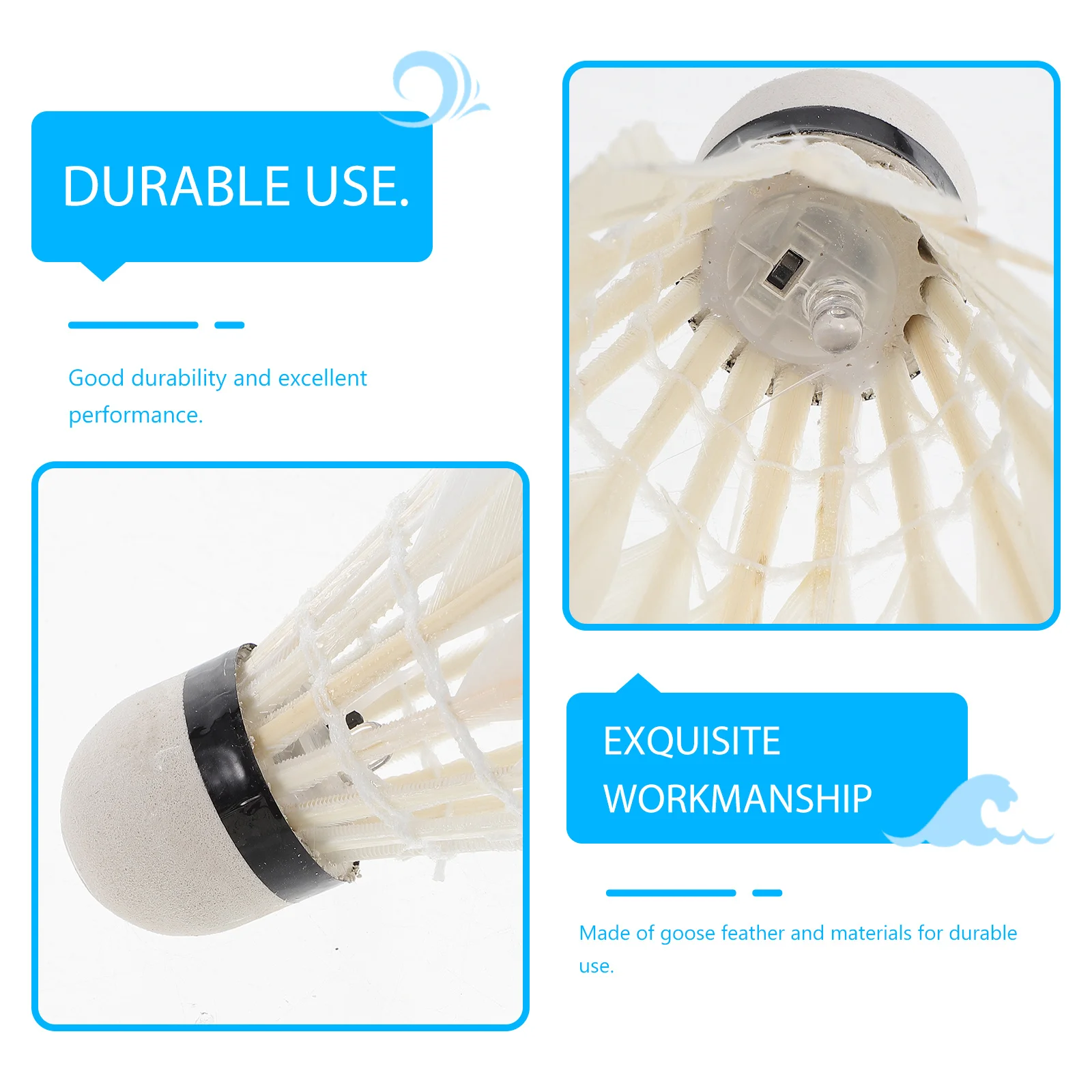 8 قطع من ملحقات كرة الريشة المتوهجة LED للطيور الرياضية المتوهجة