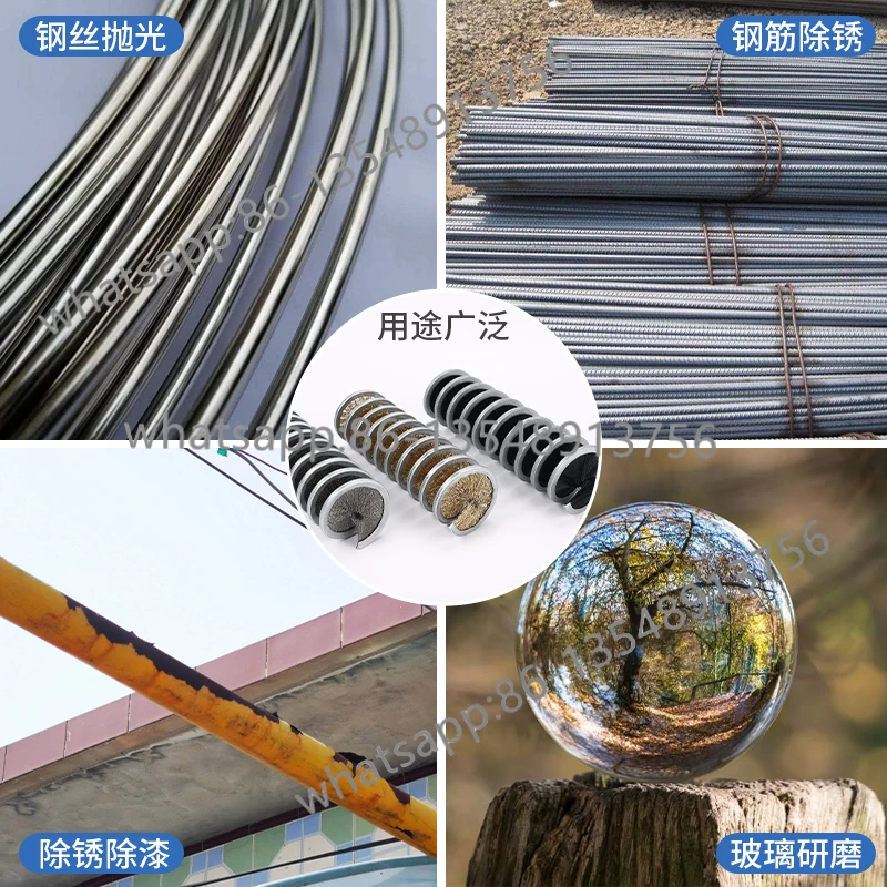 

Щетка с внутренней обмоткой для удаления ржавчины из стальной проволоки. Спиральная нейлоновая проволока. Пружинная щетка из стальной проволоки, внешний диаметр 60 мм.