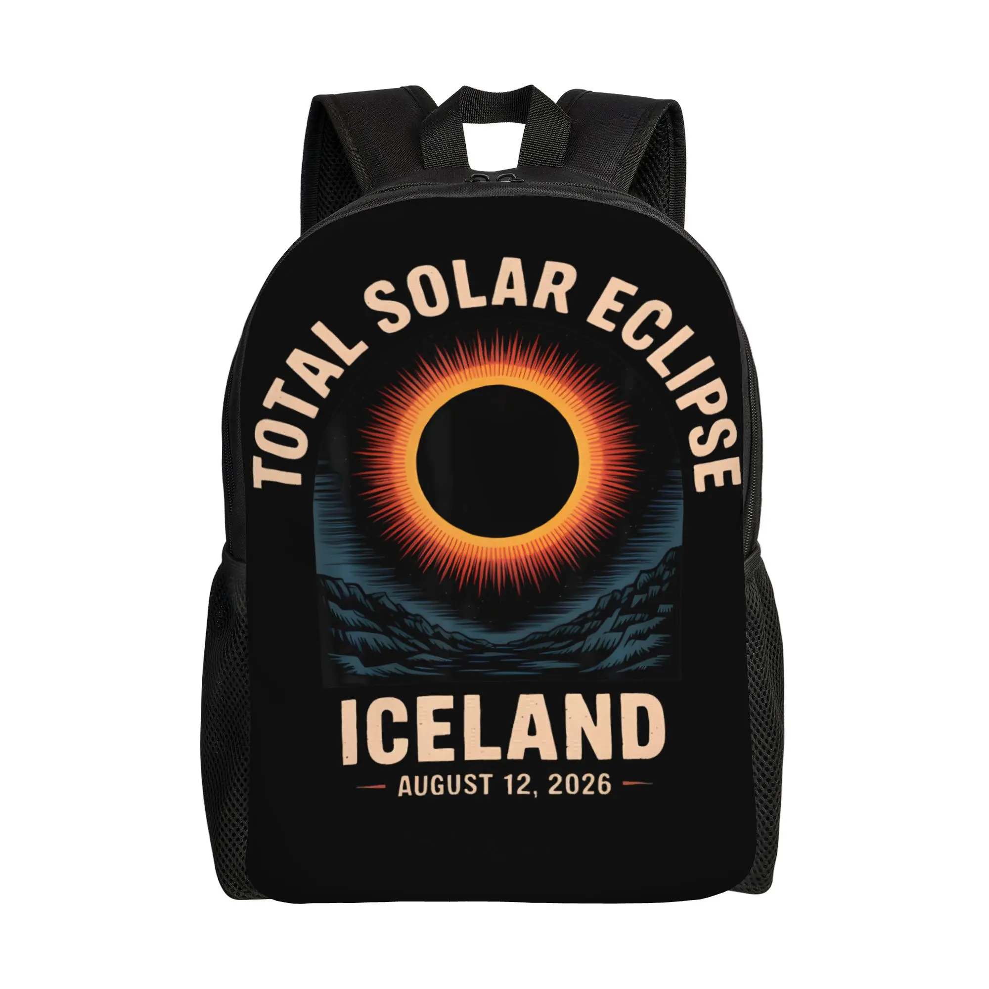 Total Solar Eclipse Iceland August 12 2026 Backpack for Men Women Cool Student Daypack  College Canvas Bags Durable