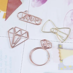 Cartoon Rose Gold Papier Clip Metall Lesezeichen Memo Clip Schule Büro Liefert Praktische Schreibwaren Student Lieferungen Nette Design