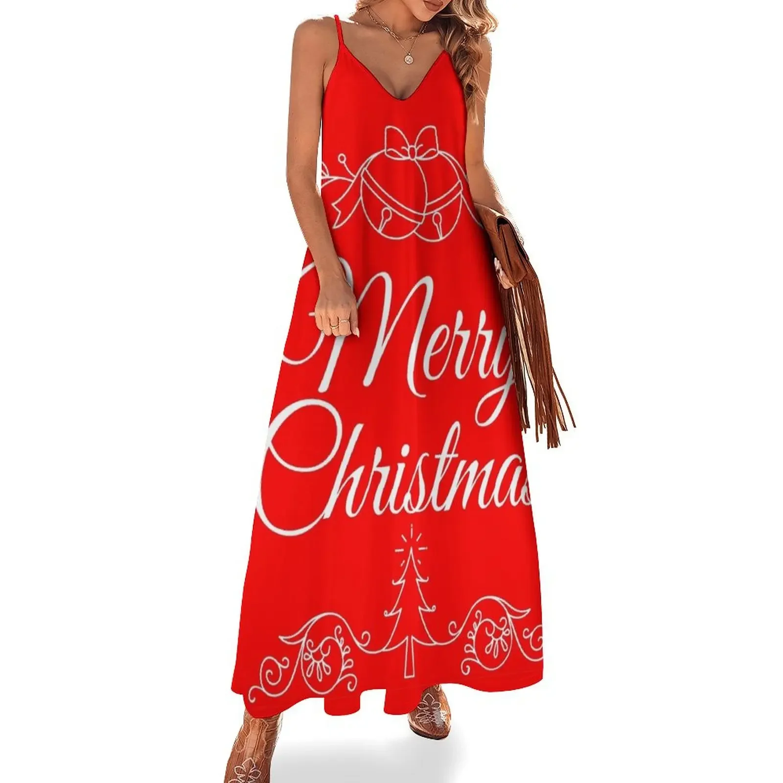 Classic Merry Christmas Sleeveless Dress Womens dresses summer clothes birthday dress for women luxury 2024 Female dress