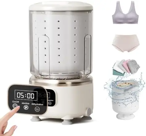 

Portable Underwear Washer & Spin Dryer Combo – 2L Rechargeable Mini Washing Machine for Dorm, Travel, Apartment