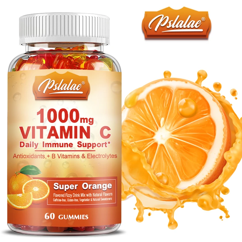 Organic Vitamin C 1000 Mg Gummies - Multivitamin with Electrolytes for Immune Support for Skin Orange Flavor - Non-GMO