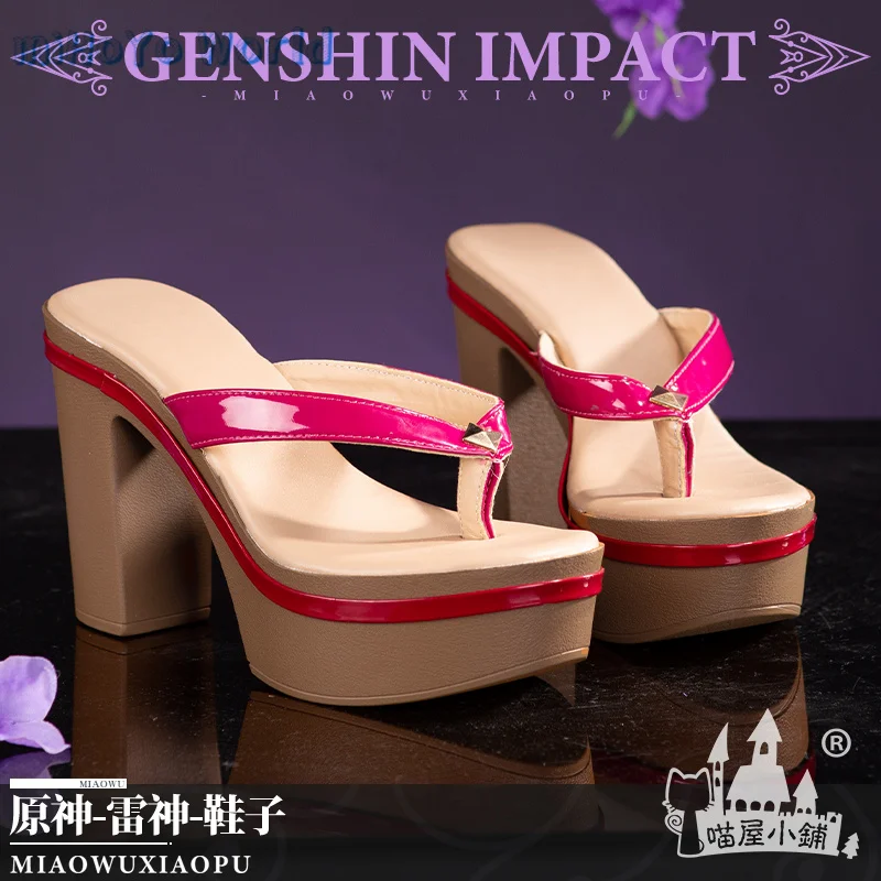 

MiHoYo Game Genshin Impact Raiden Shogun, обувь для косплевечерние аксессуары для ролевых игр, реквизит из искусственной кожи на высоких каблуках, Baal, подарки на день рождения и Рождество