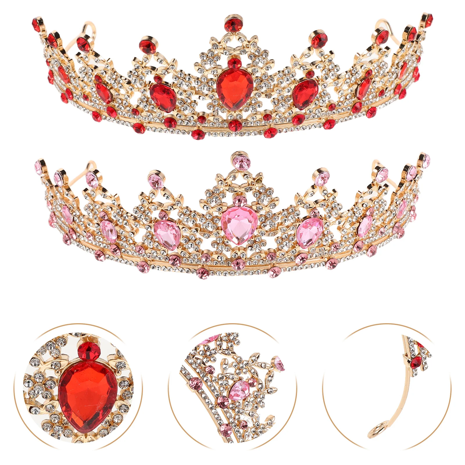 

2Pcs Children's Performance Crown Headbands Rhinestone Princess Tiara Hair Accessories Birthday Headbands