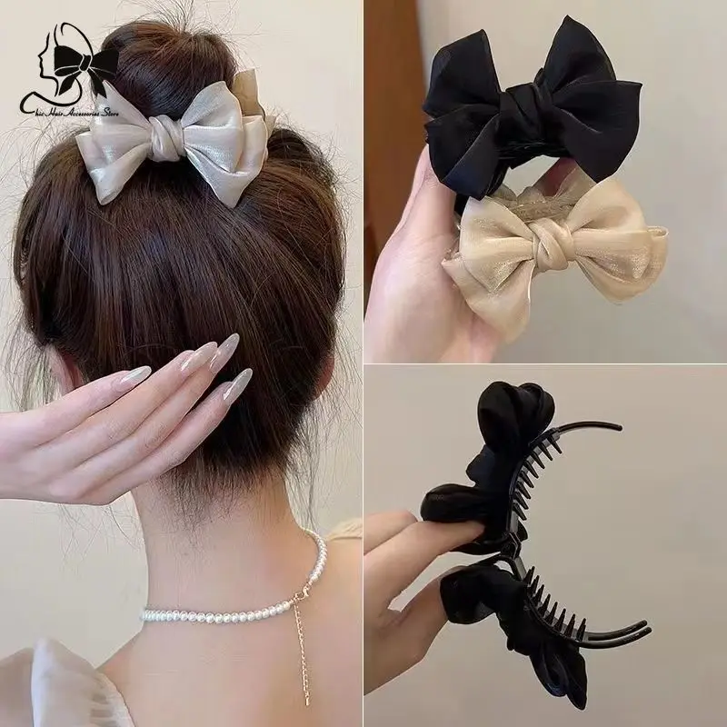 New Luxury Hair Clips Beauty Bow Hair Claw Sweet Girls Kawaii Hair Clip Women\'s  Claw Clamp Headwear Women Korean Scrunchie