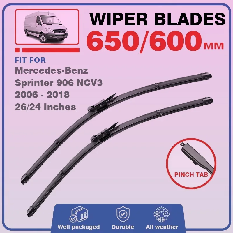 

Set For Mercedes Benz Sprinter 906 NCV3 2006-2018 Front Wiper Blades Windshield Windscreen 26''+24" Car Rain Brush Accessories