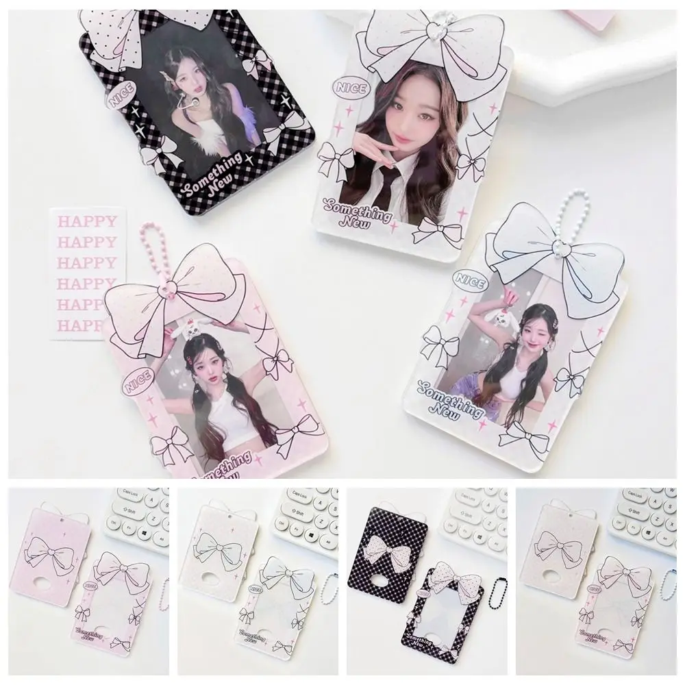 Balletcore Korean Idol Photocard Holder INS Bow Korean Style Card Sleeve Protective Case ID Card Cover Bus Card Holder Lady