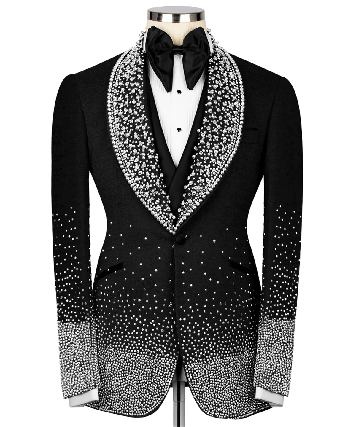 

Смокинги ручной работы со стразами, мужские костюмы, индивидуальный облегающий костюм Homme, комплекты из 3 предметов, жених, свадебная вечеринка, Ropa Blazer