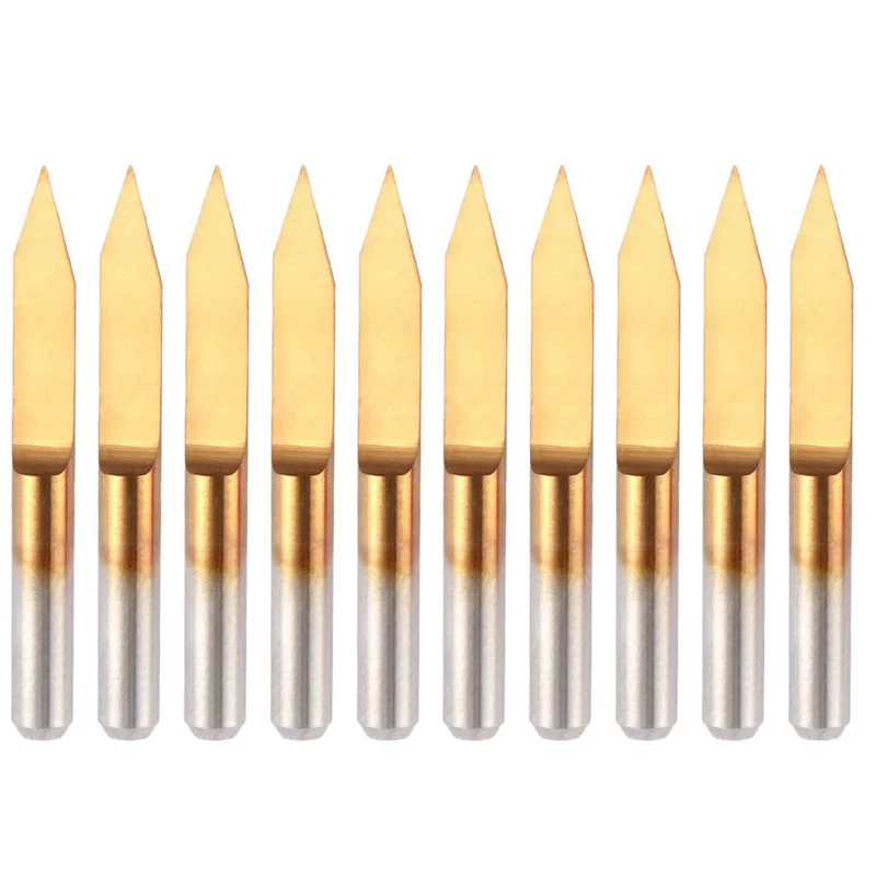 

B28C-40Pcs 30 Degree 0.1Mm Tip Titanium Coated Flat Bottom Carbide PCB Engraving Bits V-Shape CNC Router Cutter Cutting Tool