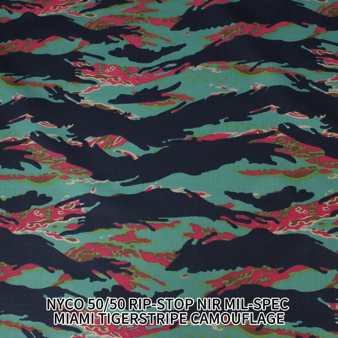 

Hot Sale 50% Nylon 50% Cotton Ripstop Fabric MIAMI Camouflage NYCO5050 Tactical Fabric Use for Uniform In Stock