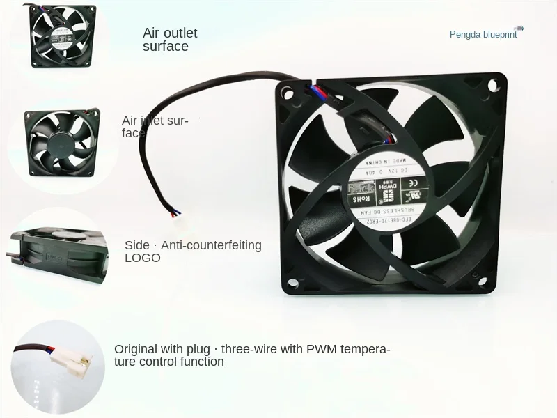 

Brand new EFC-08E12D-ER02 Double Ball 8025 12V 0.4A 3-wire PWM temperature controlled 8CM CPU fan80*80*25MM