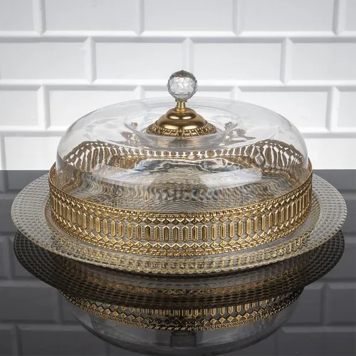 Zeyve Pearl Glass Plate Cake The lanterns 33 cm gold