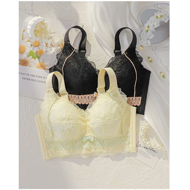 

Anti Sagging Bralette Mujer Seamless Bras for Women Sexy Lingerie Korean Push Up Bra Brassiere Black Underwear Cute Korean Style