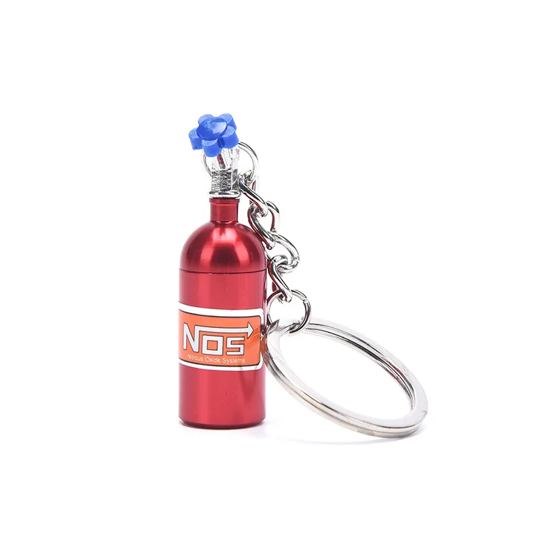 nitro keychain NOS Turbo Nitrogen Bottle Keychain Mini Metal Auto Pendant Keyfob Vehicle Keyrings Car Motorcycle Accessory Key