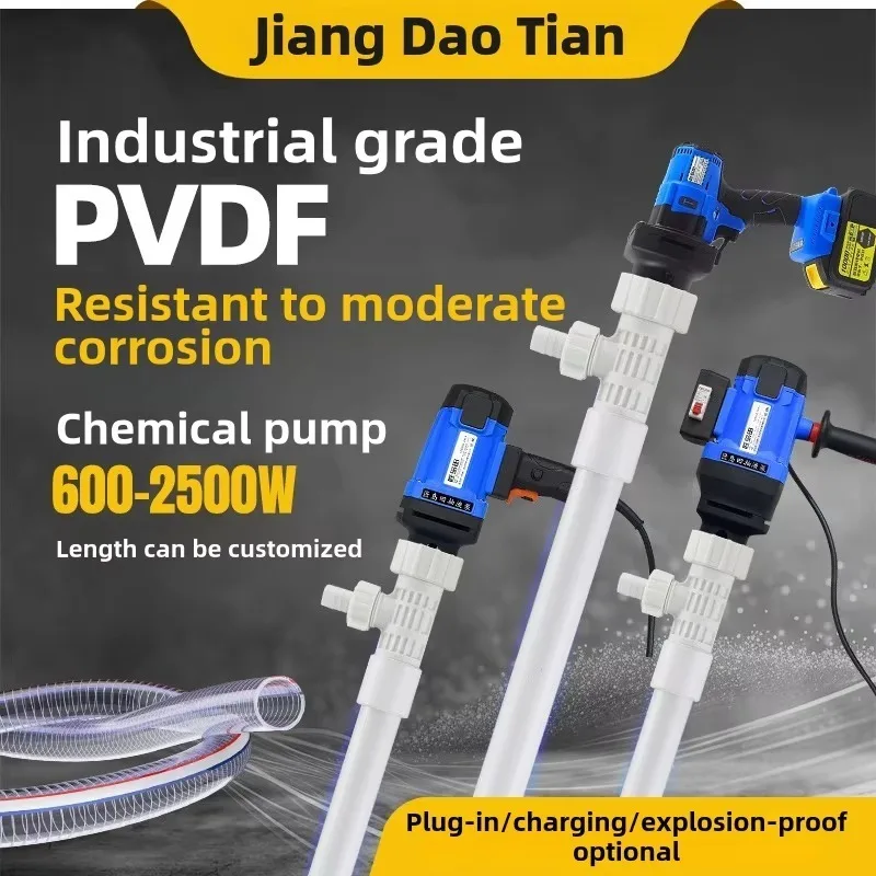 Pompe di trasferimento per pompe a vite tubolari elettriche PVDF da 1800 W 220 V per tamburo di olio modulare corrosivo per liquidi moderatamente corrosivi