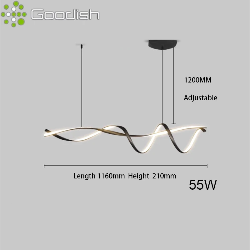 Luces colgantes LED modernas, lujosas y deslumbrantes, diseño de serpentina lineal largo, lámpara artística para interiores, candelabro de decoración del hogar y la Oficina