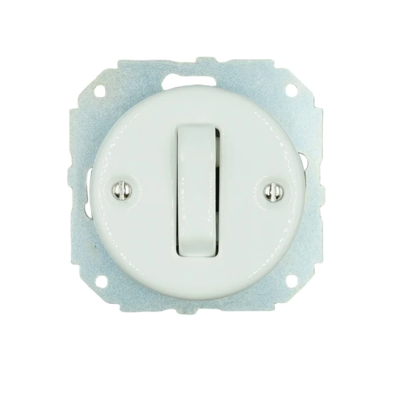 Interrupteur mural moderne en porcelaine à montage encastré, un bouton, deux gangs, 250V,10A