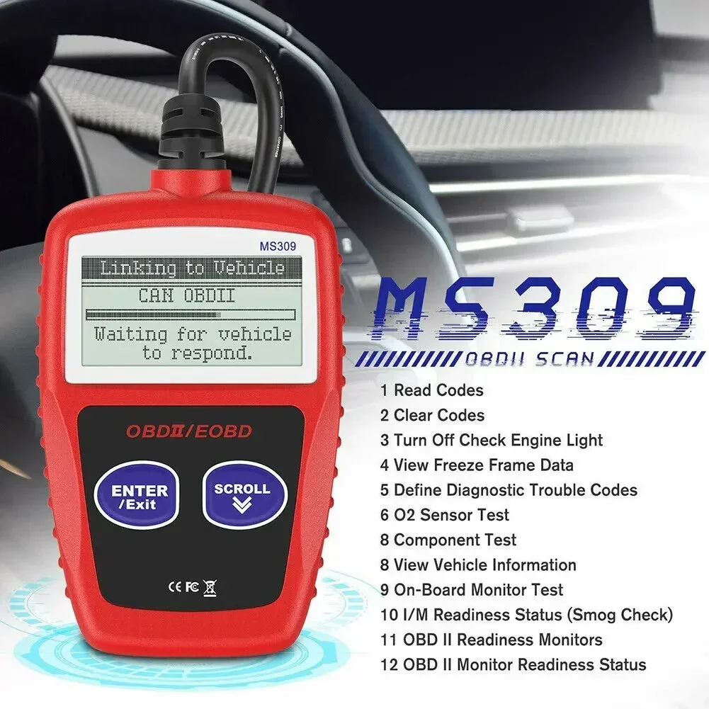 MS309 OBD2 Car Diagnostic Scanner Auto Fault Code Reader Digital Scan Tool Instrument OBD 2 Engine Tester Better Than ELM327