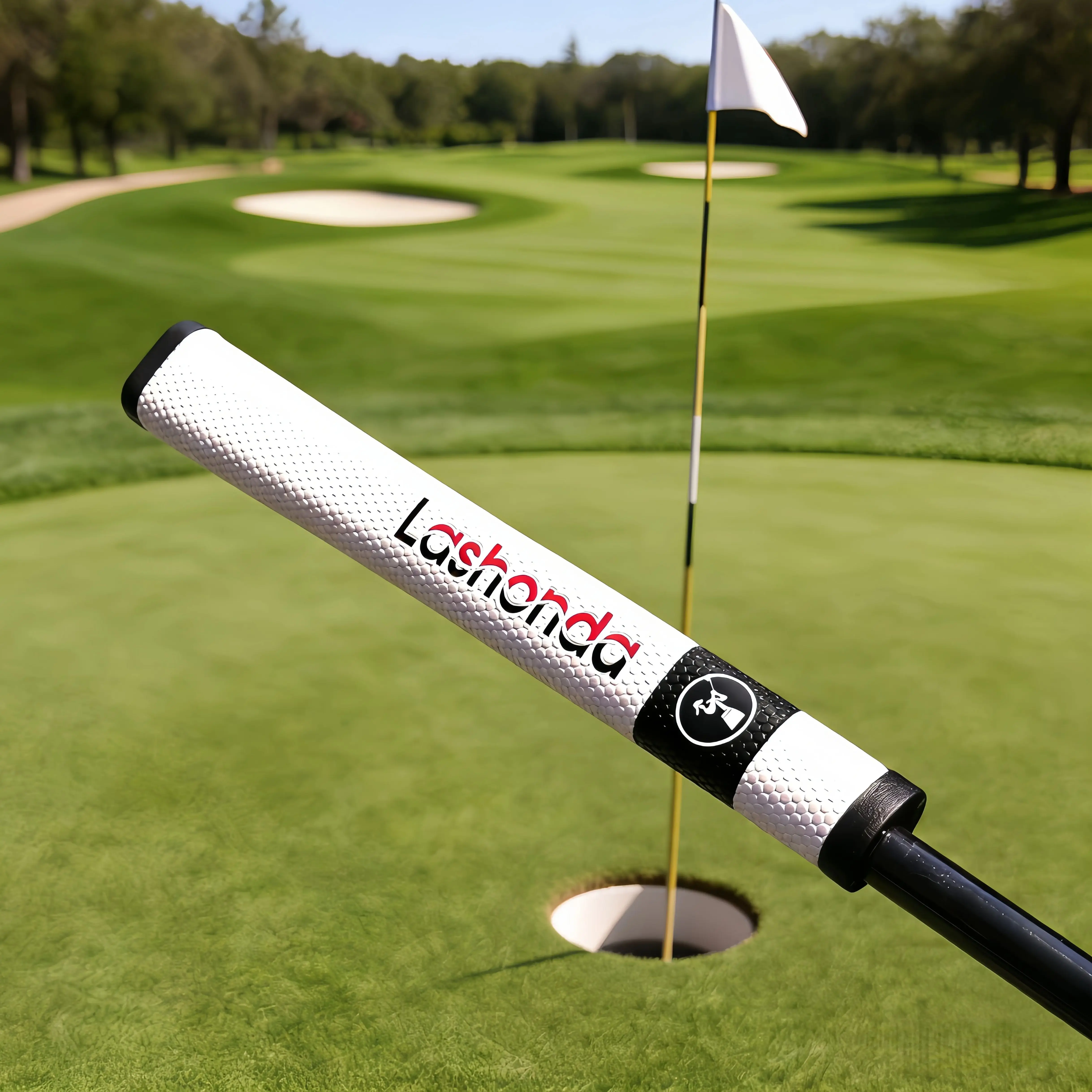 1PC Lashonda Golf Putter Grip, 2° Offset Design, Honeycomb Anti-Slip PU, Sweat-Wicking Shock Absorption, Black/White