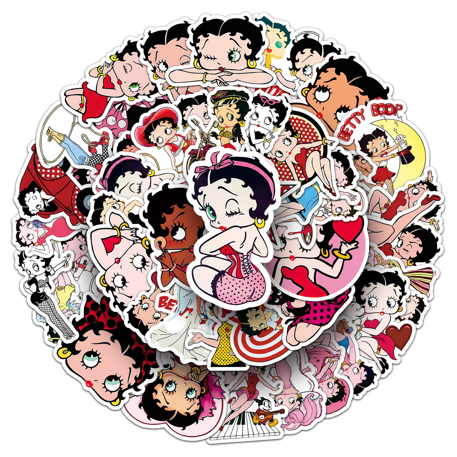 Betty Boop 50 Aufkleber mit hohem Farbwert, niedlicher, hochauflösender Druck, kreatives Mädchenherz, Handbuch, Graffiti, dekorative Aufkleber – Detail 8