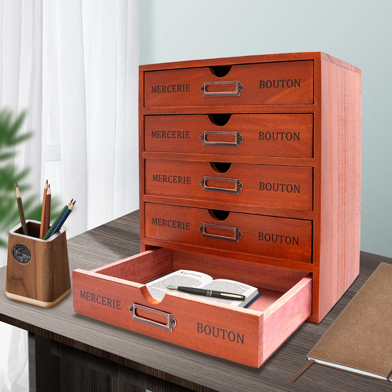 

Desk Organizer with Drawer 5 Layers Desktop Storage Organizer Desk Storage Box Makeup Organizer for Craft Cosmetics Sundries