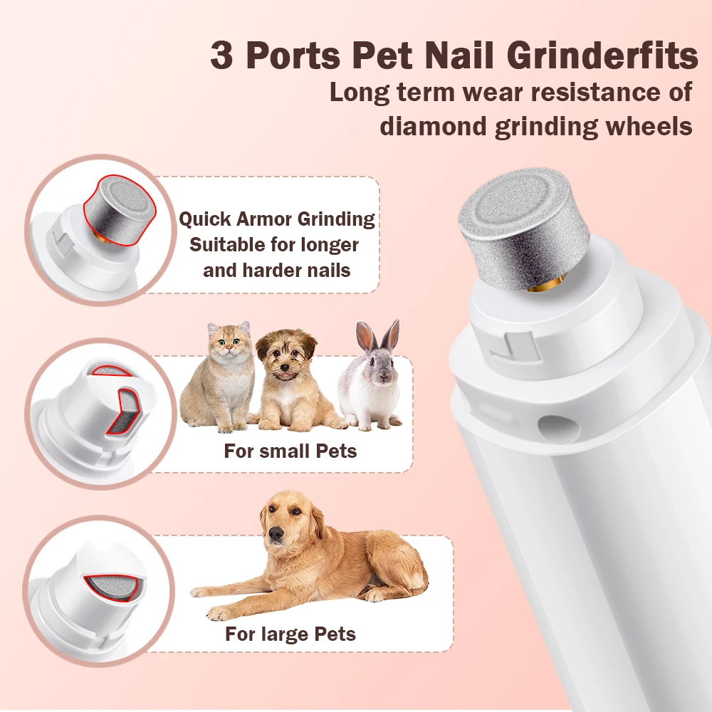 Rechargeable Electric Dog Nail Grinder, Painless Paws Grooming for Small, Medium, Large Dogs, Cat, Pet Nail Trimmer, 2-Speed