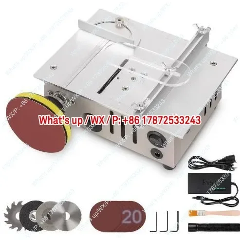 Double motor micro table saw DIY woodworking acrylic PVC electric saw polishing precision model saw small cutting machine