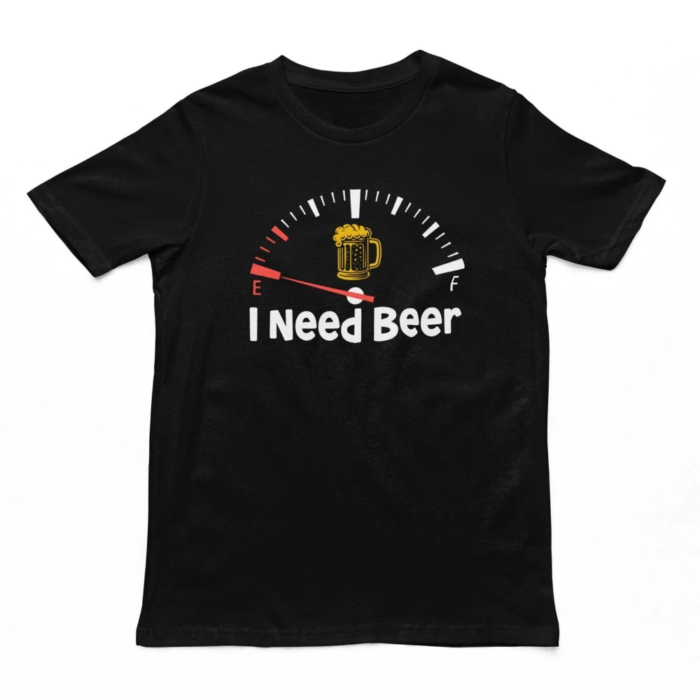 I Need Beer Fuel Gauge Graphic Tee Funny Beer Lover Gift T-Shirt Drinking Humor Shirt Men Summer Crewneck Cotton Short Sleeve