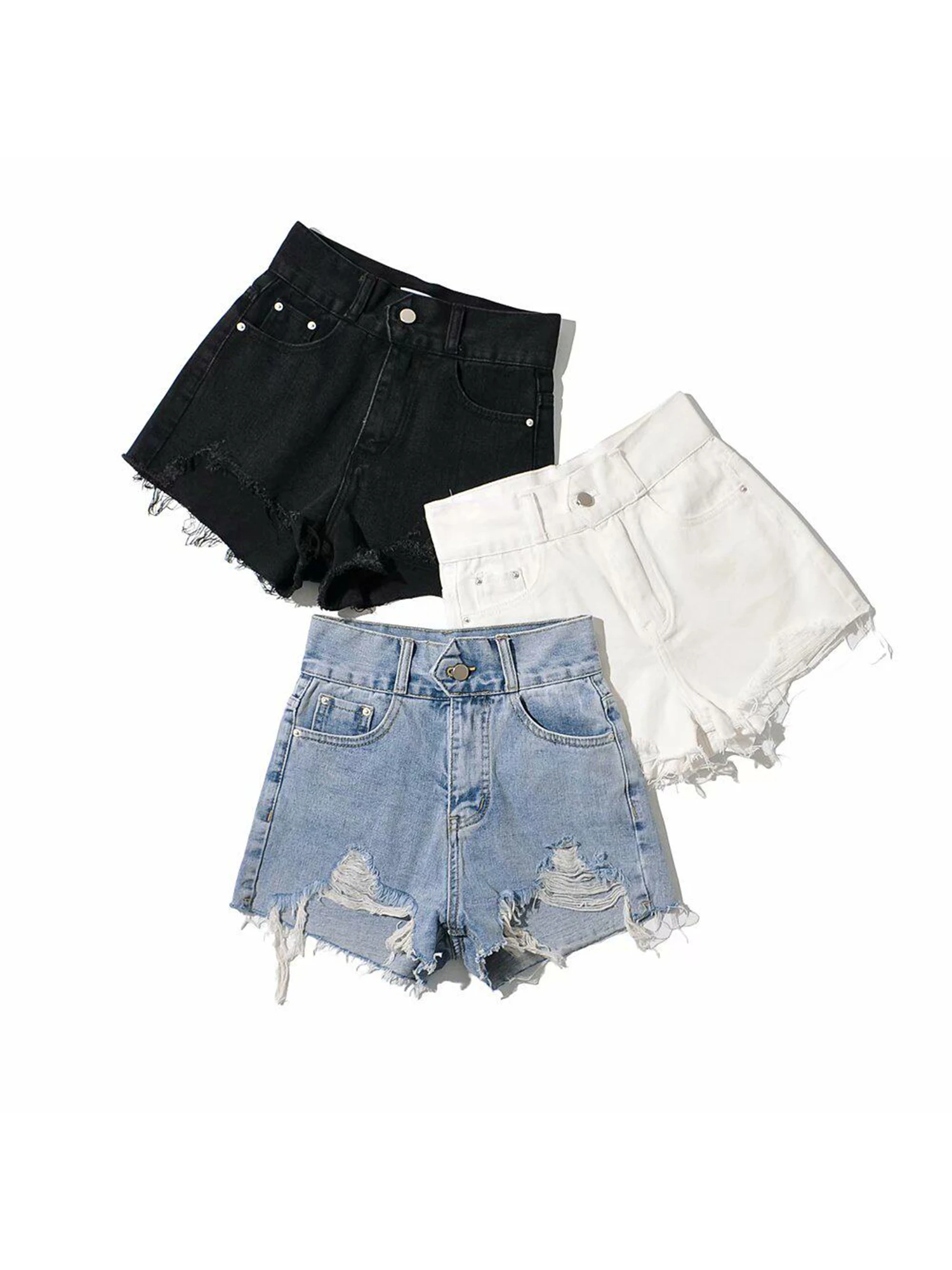 Women's Blue Ripped Denim Shorts Vintage High Waist Micro Denim Hot Pants Y2K Gyaru Nightclub Pole Dance Jean Shorts Summer 2026