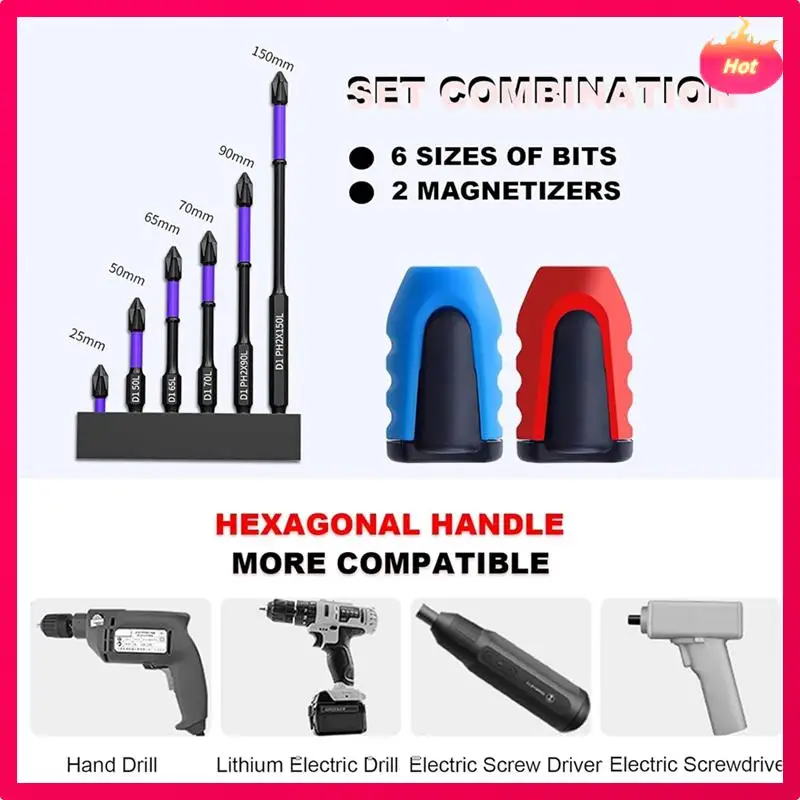 

ABYP Shock-Proof Bits Anti-Slip Bit Upgraded High Hardness And Super Strong Magnetic Bit, With Magnetizers