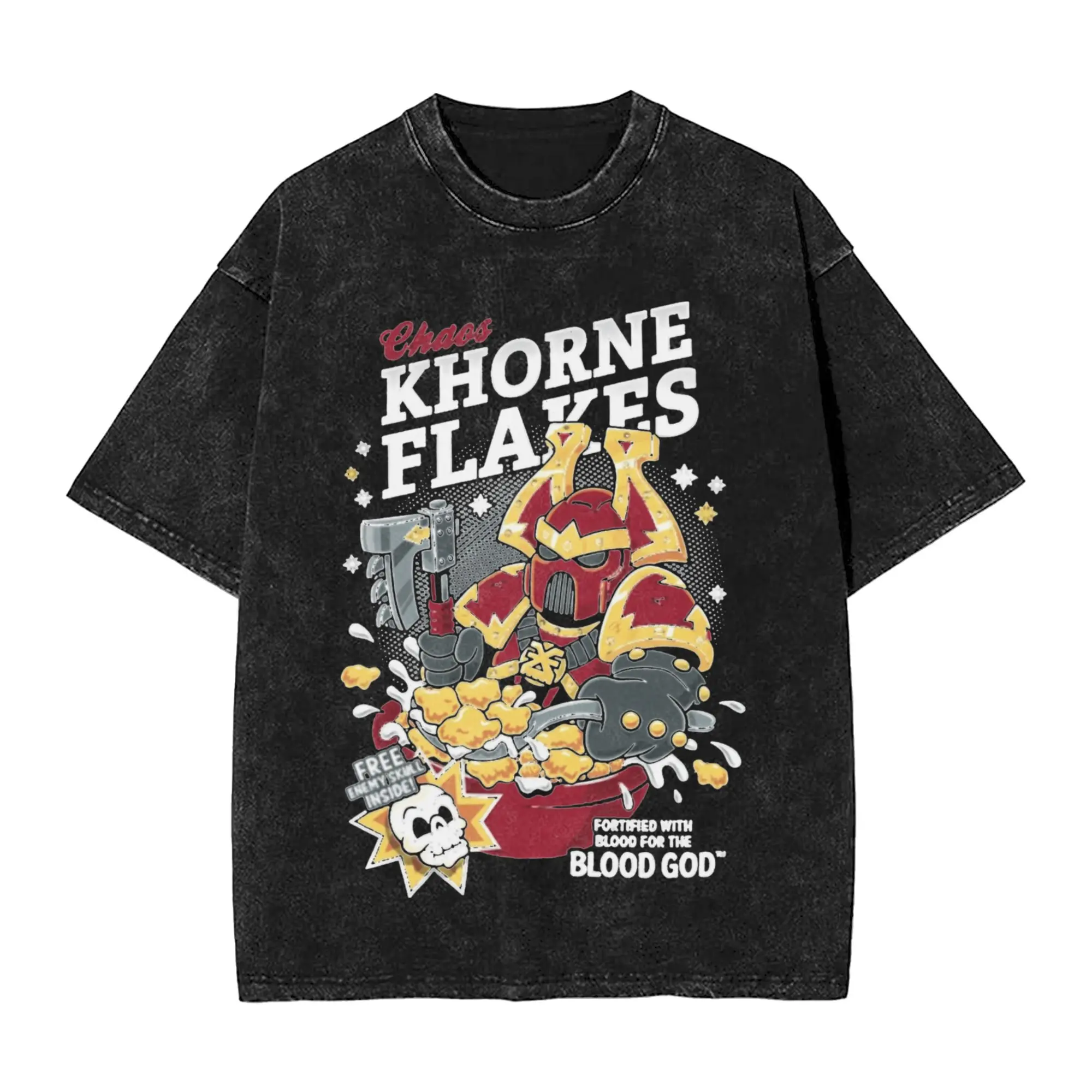 Men Women Chaos Khorne Flakes Shirt Printed Washed Vintage W-Warhammer 40k Novelty Outfit Tees